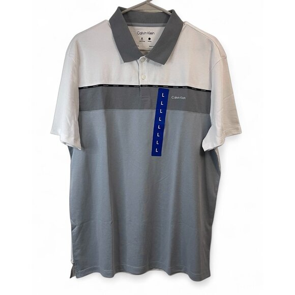 Calvin Klein Other - Calvin Klein Mens Polo Shirt Large White & Gray Quick Dry Moisture-Wicking